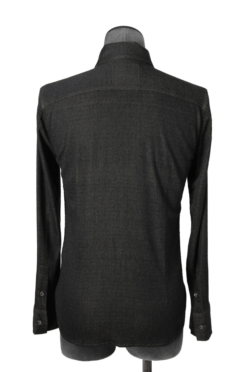 美品 イサムカタヤマバックラッシュ / レザー切替 レーヨン ストレッチ 長袖 シャツ/ 1470-01 / size M BLACK