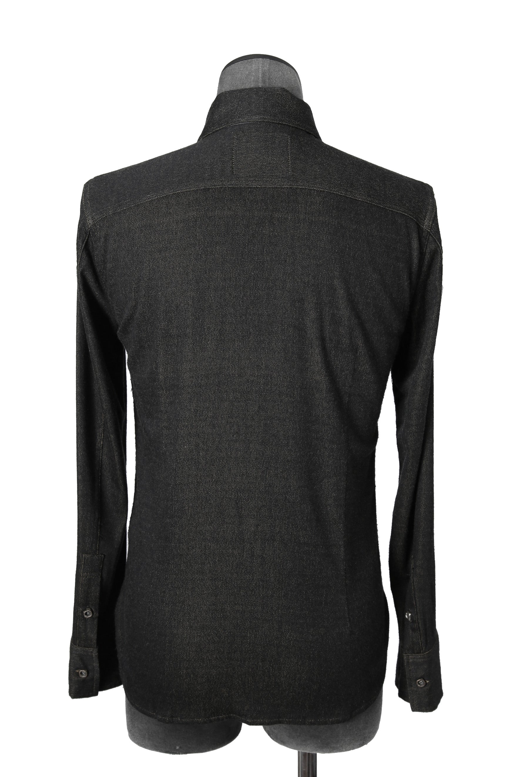 美品 イサムカタヤマバックラッシュ / レザー切替 レーヨン ストレッチ 長袖 シャツ/ 1470-01 / size M BLACK