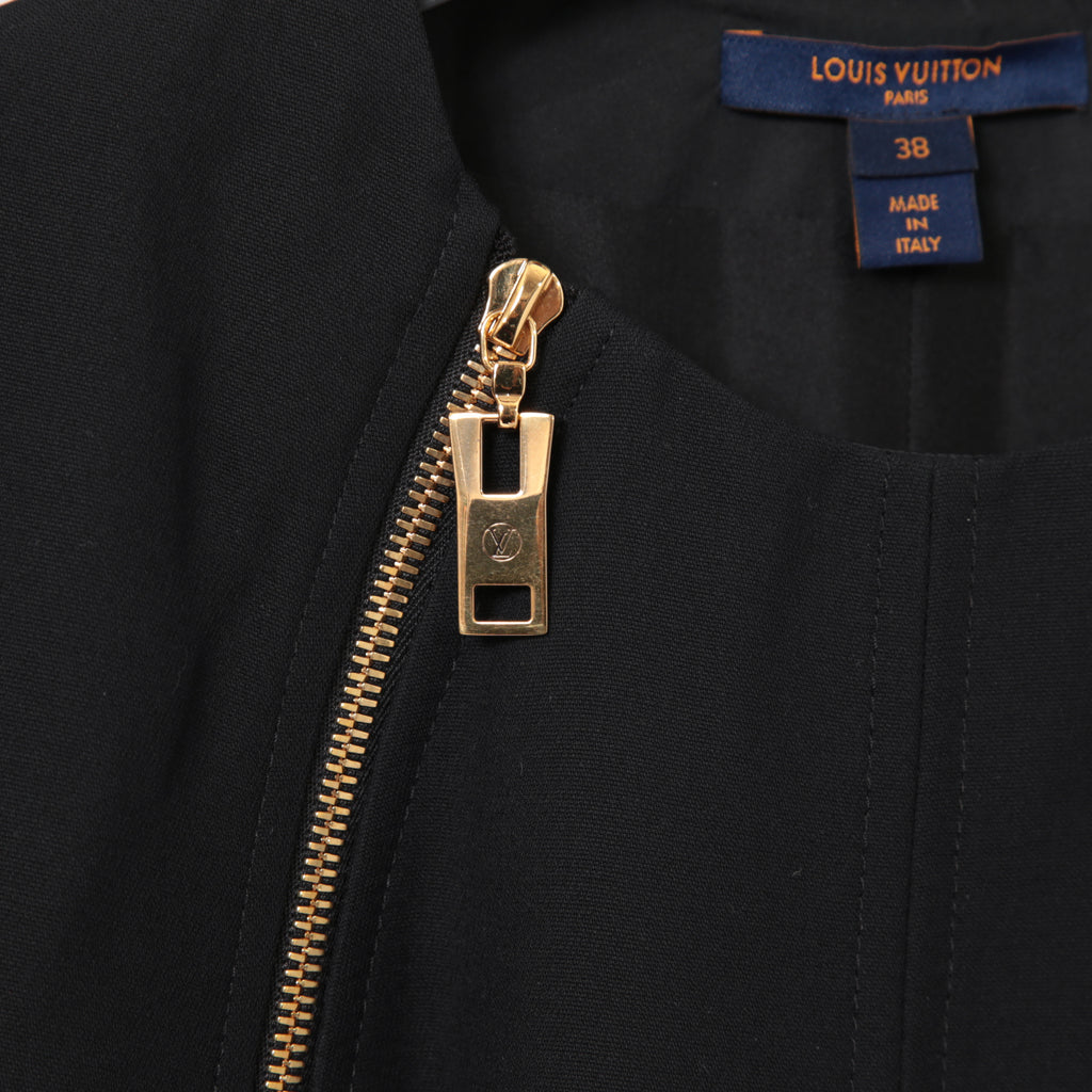 LOUIS VUITTON ルイ ヴィトン / 美品 ダブルジッパー 半袖 フレア ワンピース / size 38 (BLACK)