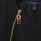 LOUIS VUITTON ルイ ヴィトン / 美品 ダブルジッパー 半袖 フレア ワンピース / size 38 (BLACK)