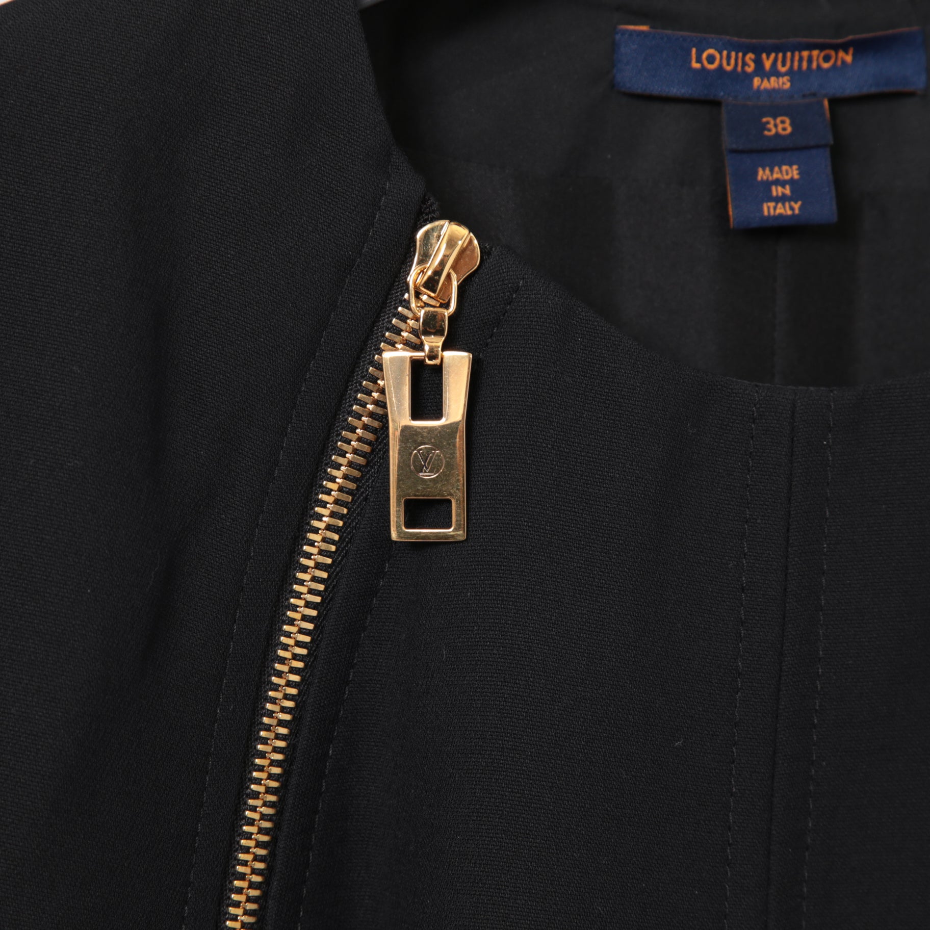 LOUIS VUITTON ルイ ヴィトン / 美品 ダブルジッパー 半袖 フレア ワンピース / size 38 (BLACK)