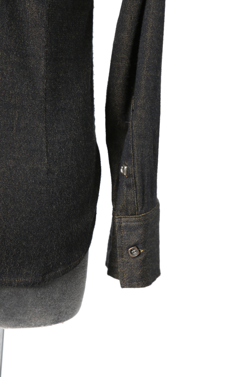 美品 イサムカタヤマバックラッシュ / レザー切替 レーヨン ストレッチ 長袖 シャツ/ 1470-01 / size M BLACK