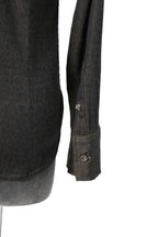 美品 イサムカタヤマバックラッシュ / レザー切替 レーヨン ストレッチ 長袖 シャツ/ 1470-01 / size M BLACK