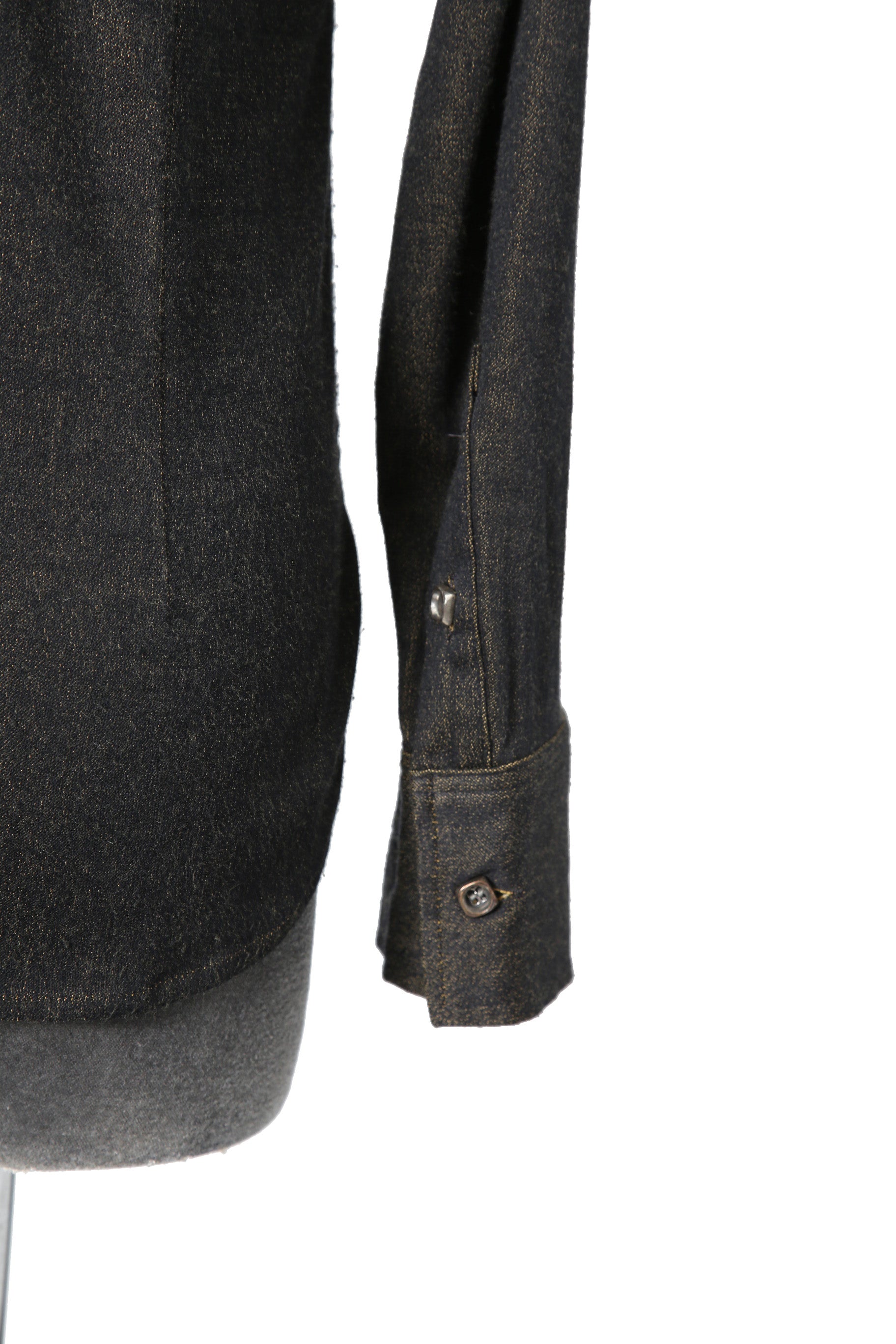 美品 イサムカタヤマバックラッシュ / レザー切替 レーヨン ストレッチ 長袖 シャツ/ 1470-01 / size M BLACK