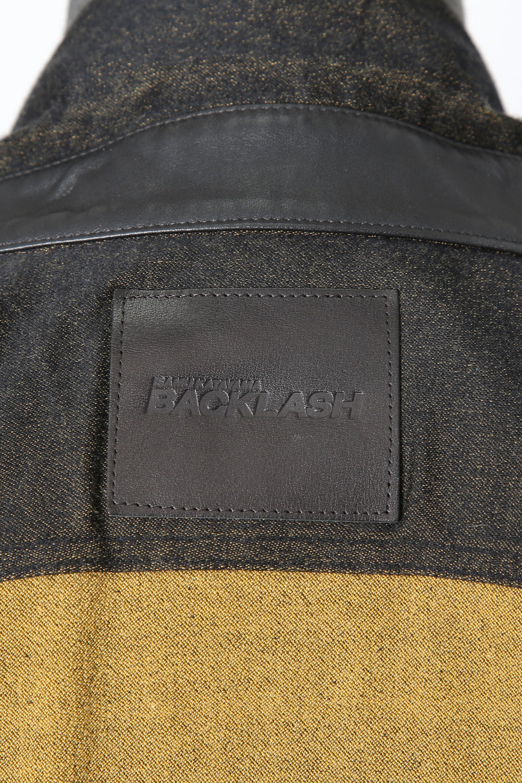 美品 イサムカタヤマバックラッシュ / レザー切替 レーヨン ストレッチ 長袖 シャツ/ 1470-01 / size M BLACK