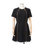 LOUIS VUITTON ルイ ヴィトン / 美品 ダブルジッパー 半袖 フレア ワンピース / size 38 (BLACK)