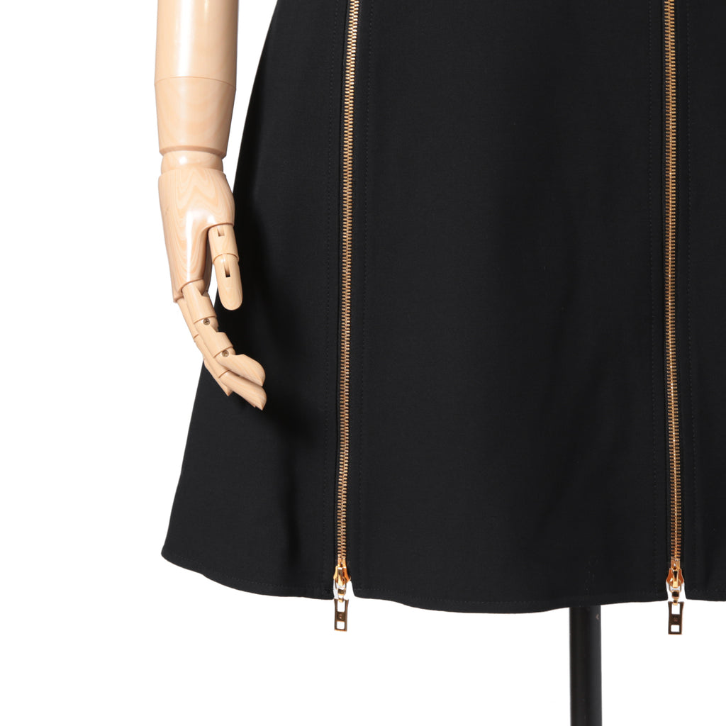 LOUIS VUITTON ルイ ヴィトン / 美品 ダブルジッパー 半袖 フレア ワンピース / size 38 (BLACK)