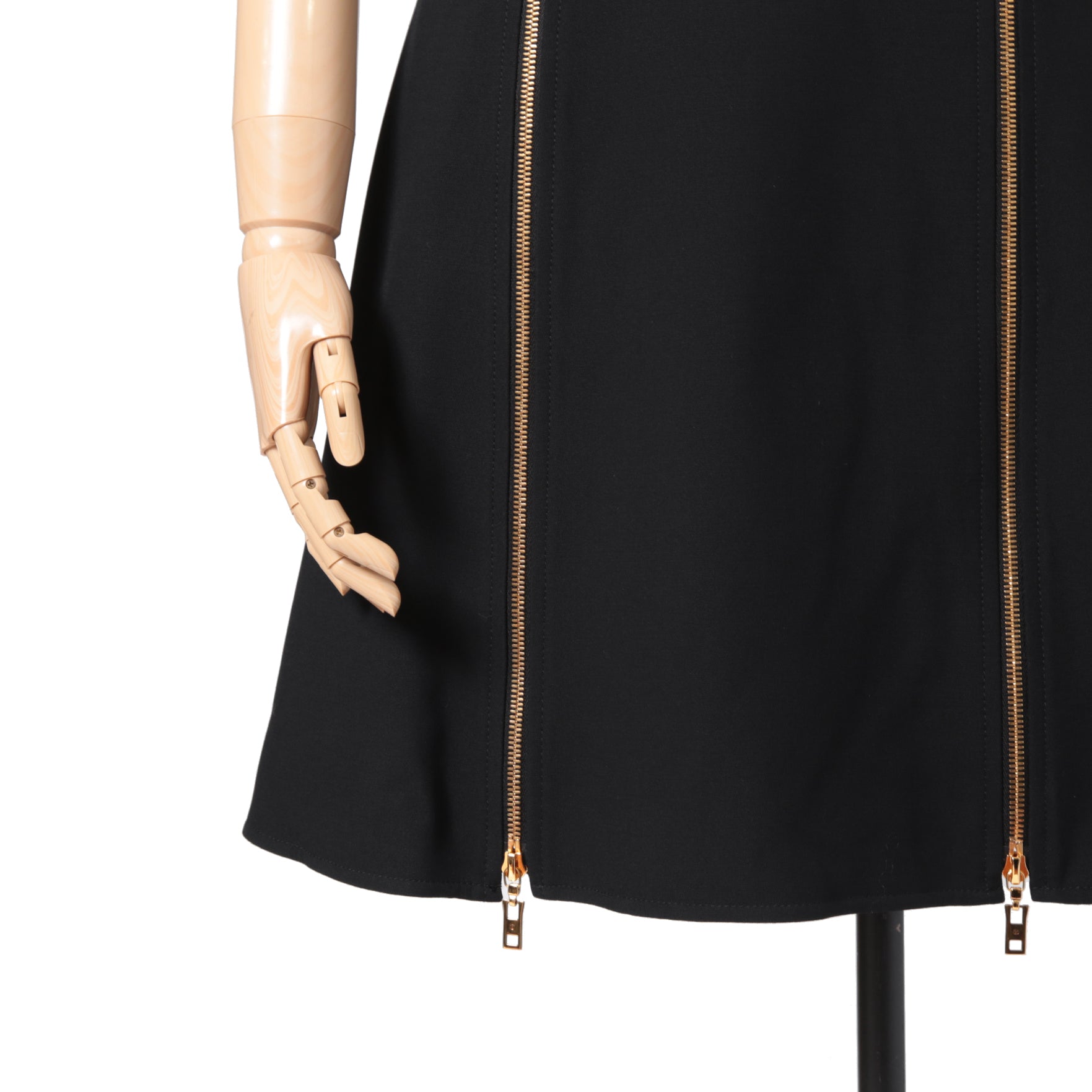 LOUIS VUITTON ルイ ヴィトン / 美品 ダブルジッパー 半袖 フレア ワンピース / size 38 (BLACK)