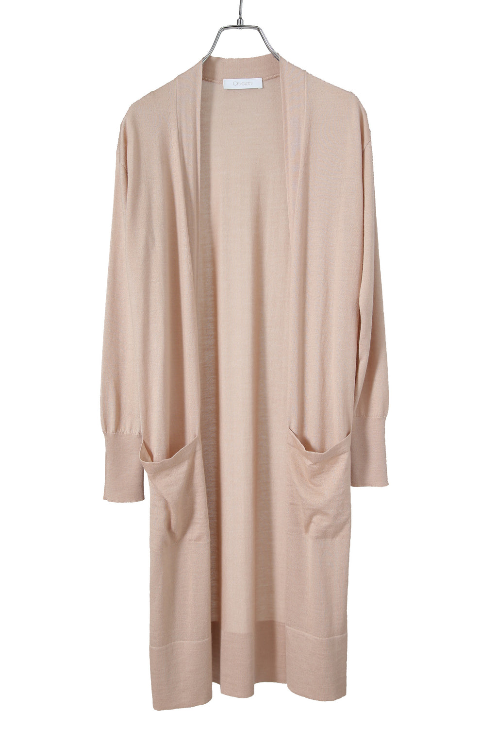 マネキン着画有り 美品 Cruciani クルチアーニ / 定価19.8万 カシミヤシルク ロングカーディガン / size 38 ピンクベージュ