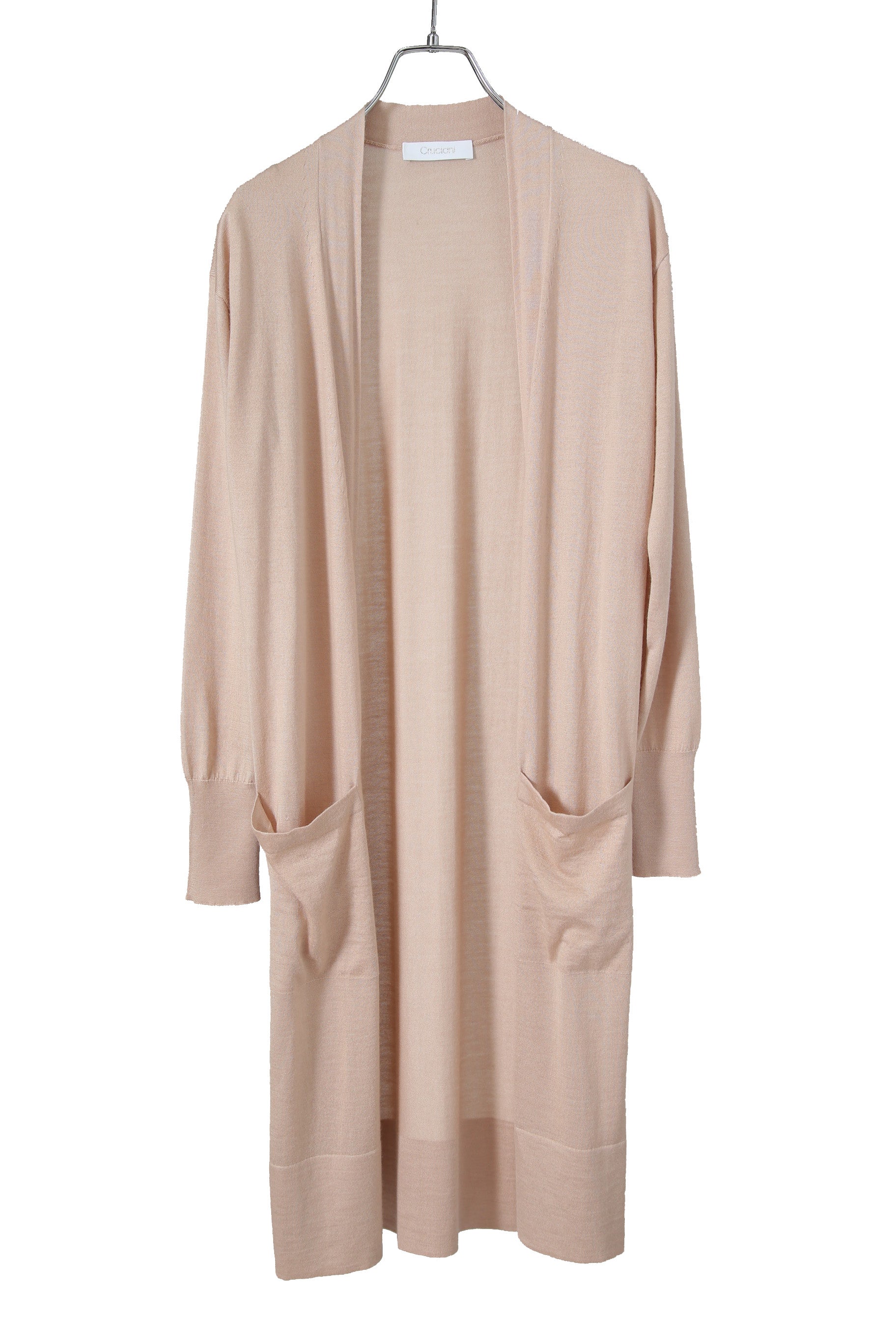 マネキン着画有り 美品 Cruciani クルチアーニ / 定価19.8万 カシミヤシルク ロングカーディガン / size 38 ピンクベージュ