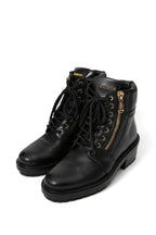 美品 BALMAIN HOMME バルマン オム / 定価 17万 サイドジップ レザー コンバット ブーツ / ゴールド ジップ / size 25cm (BLACK)