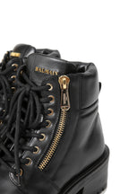 美品 BALMAIN HOMME バルマン オム / 定価 17万 サイドジップ レザー コンバット ブーツ / ゴールド ジップ / size 25cm (BLACK)