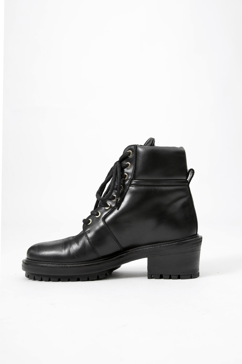 美品 BALMAIN HOMME バルマン オム / 定価 17万 サイドジップ レザー コンバット ブーツ / ゴールド ジップ / size 25cm (BLACK)
