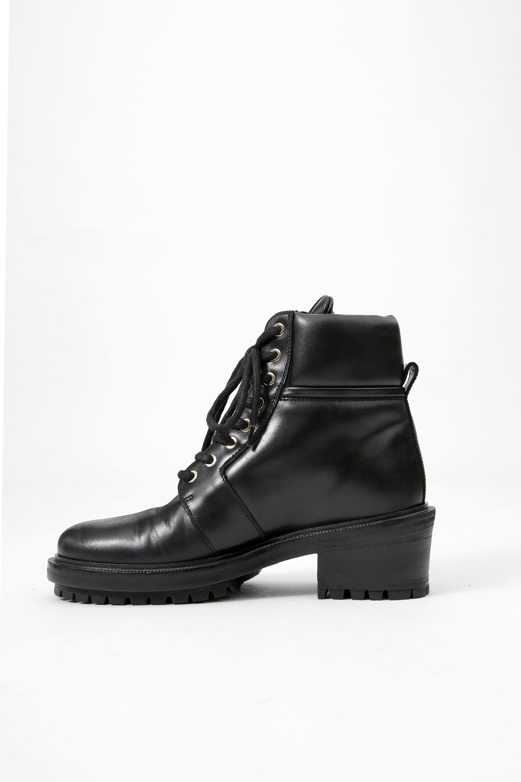 美品 BALMAIN HOMME バルマン オム / 定価 17万 サイドジップ レザー コンバット ブーツ / ゴールド ジップ / size 25cm (BLACK)