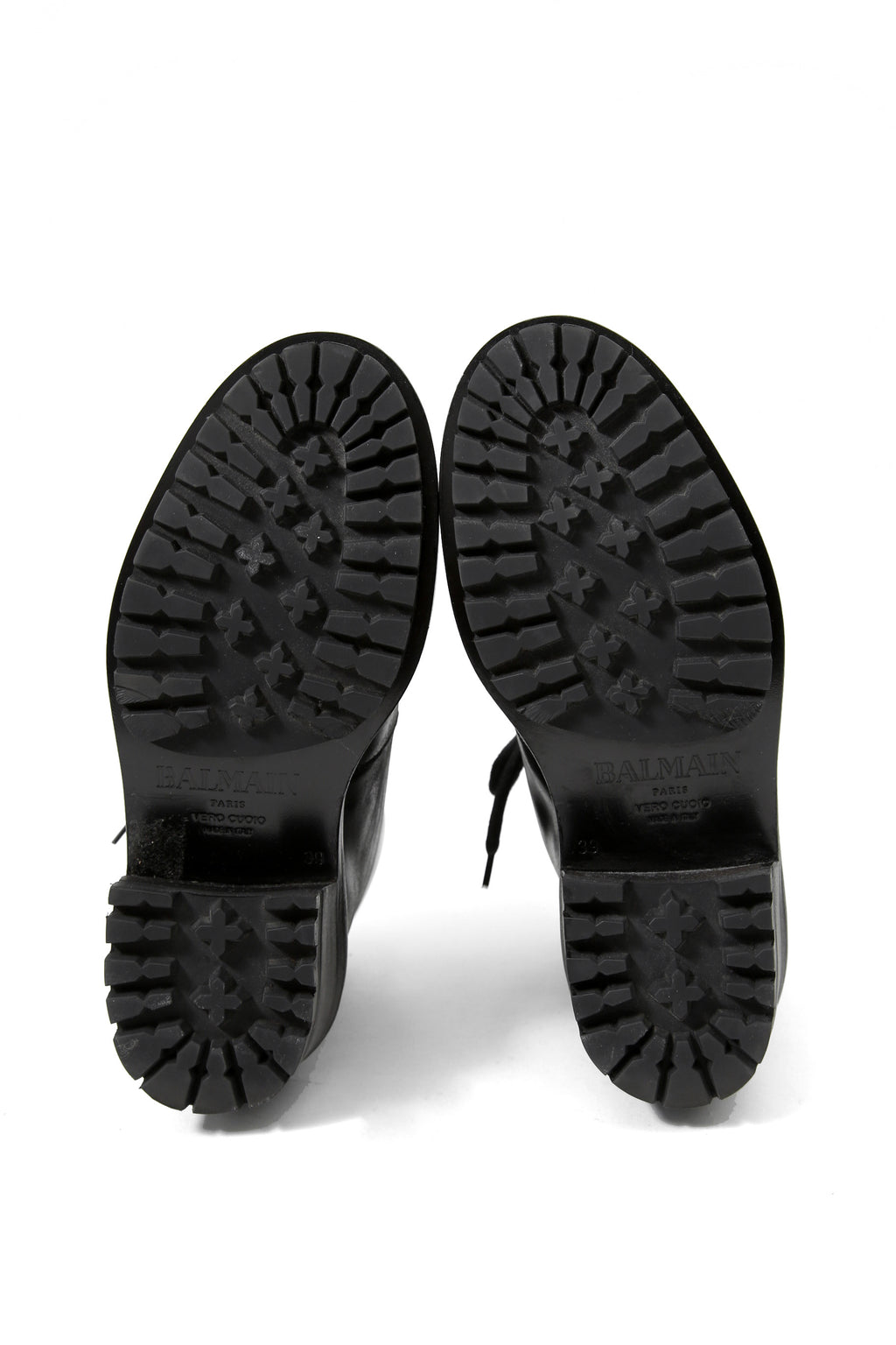 美品 BALMAIN HOMME バルマン オム / 定価 17万 サイドジップ レザー コンバット ブーツ / ゴールド ジップ / size 25cm (BLACK)