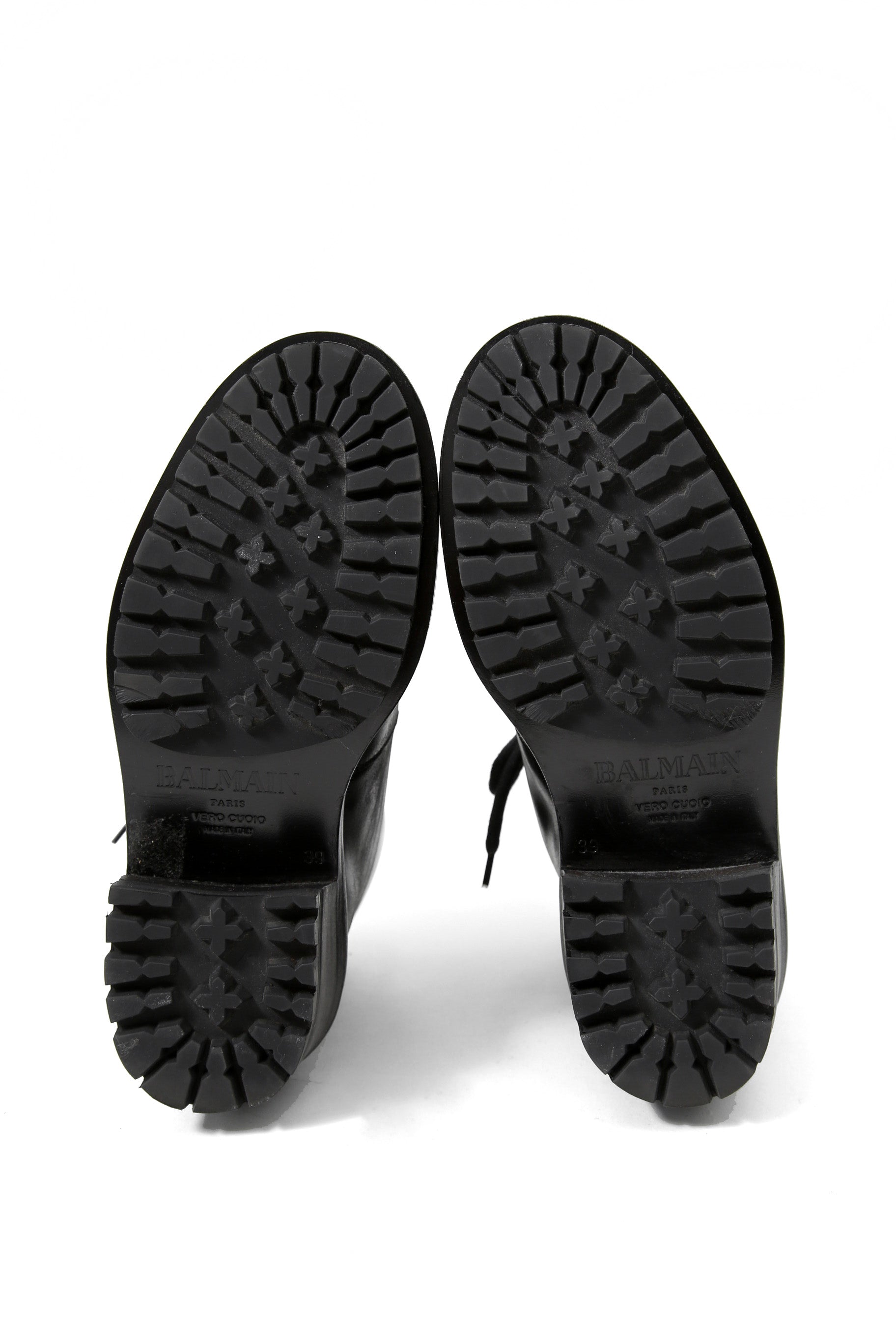 美品 BALMAIN HOMME バルマン オム / 定価 17万 サイドジップ レザー コンバット ブーツ / ゴールド ジップ / size 25cm (BLACK)