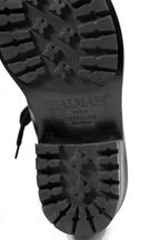 美品 BALMAIN HOMME バルマン オム / 定価 17万 サイドジップ レザー コンバット ブーツ / ゴールド ジップ / size 25cm (BLACK)