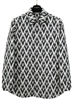 美品 VALENTINO ヴァレンティノ / Vロゴ モノグラム / オーバー シャツ ジャケット / ルーズフィット / size 44 (BLK x WHT)