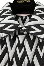 美品 VALENTINO ヴァレンティノ / Vロゴ モノグラム / オーバー シャツ ジャケット / ルーズフィット / size 44 (BLK x WHT)