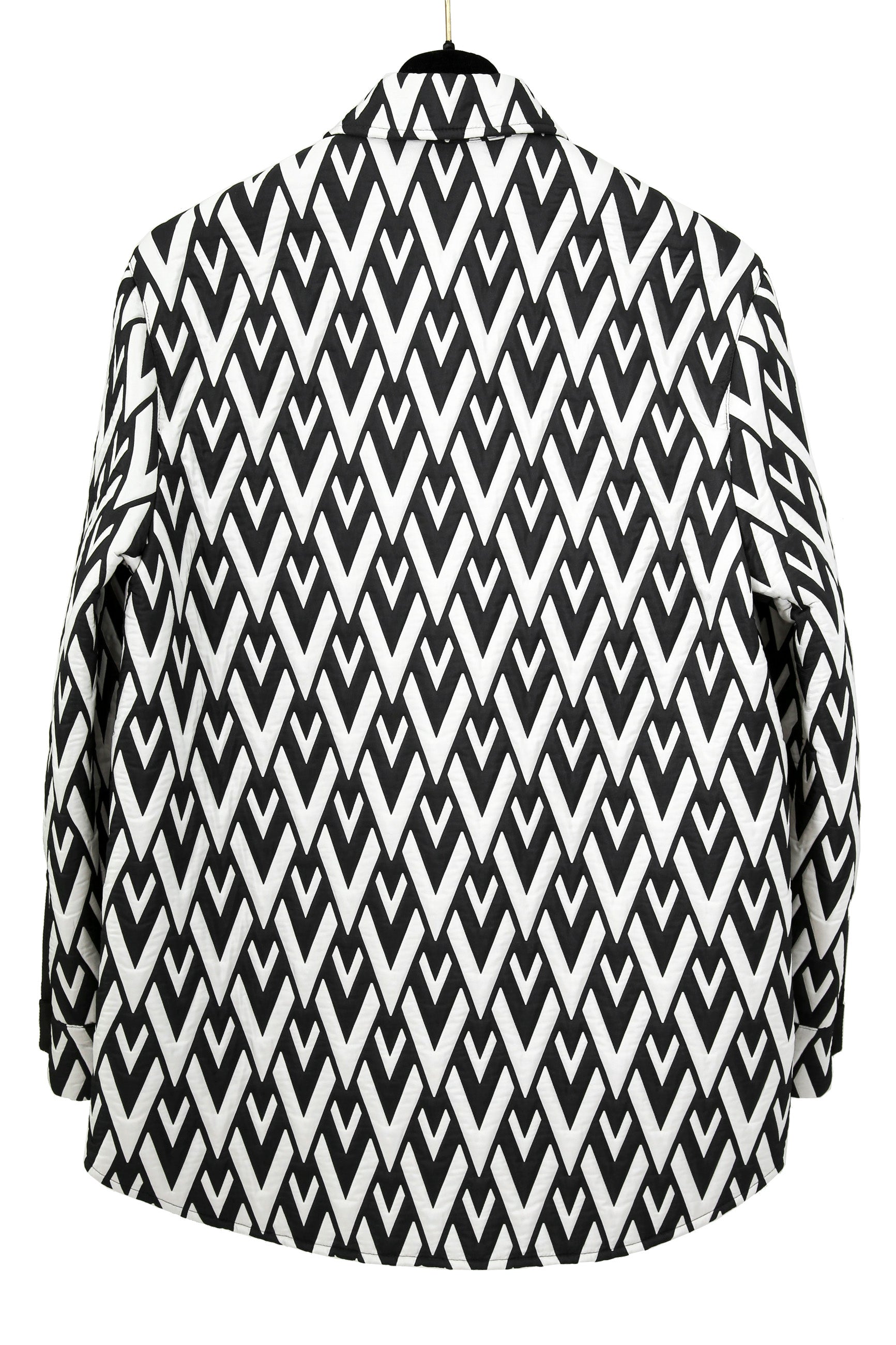 美品 VALENTINO ヴァレンティノ / Vロゴ モノグラム / オーバー シャツ ジャケット / ルーズフィット / size 44 (BLK x WHT)