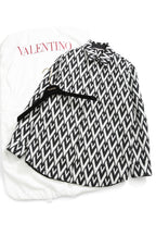 美品 VALENTINO ヴァレンティノ / Vロゴ モノグラム / オーバー シャツ ジャケット / ルーズフィット / size 44 (BLK x WHT)