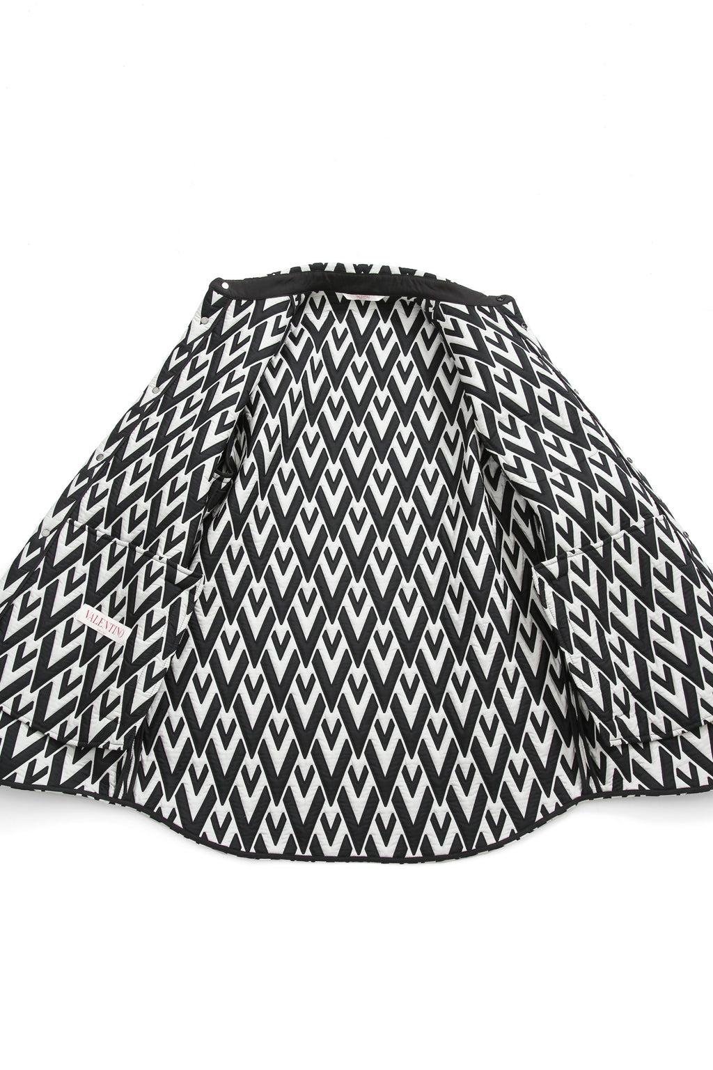 美品 VALENTINO ヴァレンティノ / Vロゴ モノグラム / オーバー シャツ ジャケット / ルーズフィット / size 44 (BLK x WHT)
