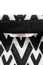 美品 VALENTINO ヴァレンティノ / Vロゴ モノグラム / オーバー シャツ ジャケット / ルーズフィット / size 44 (BLK x WHT)