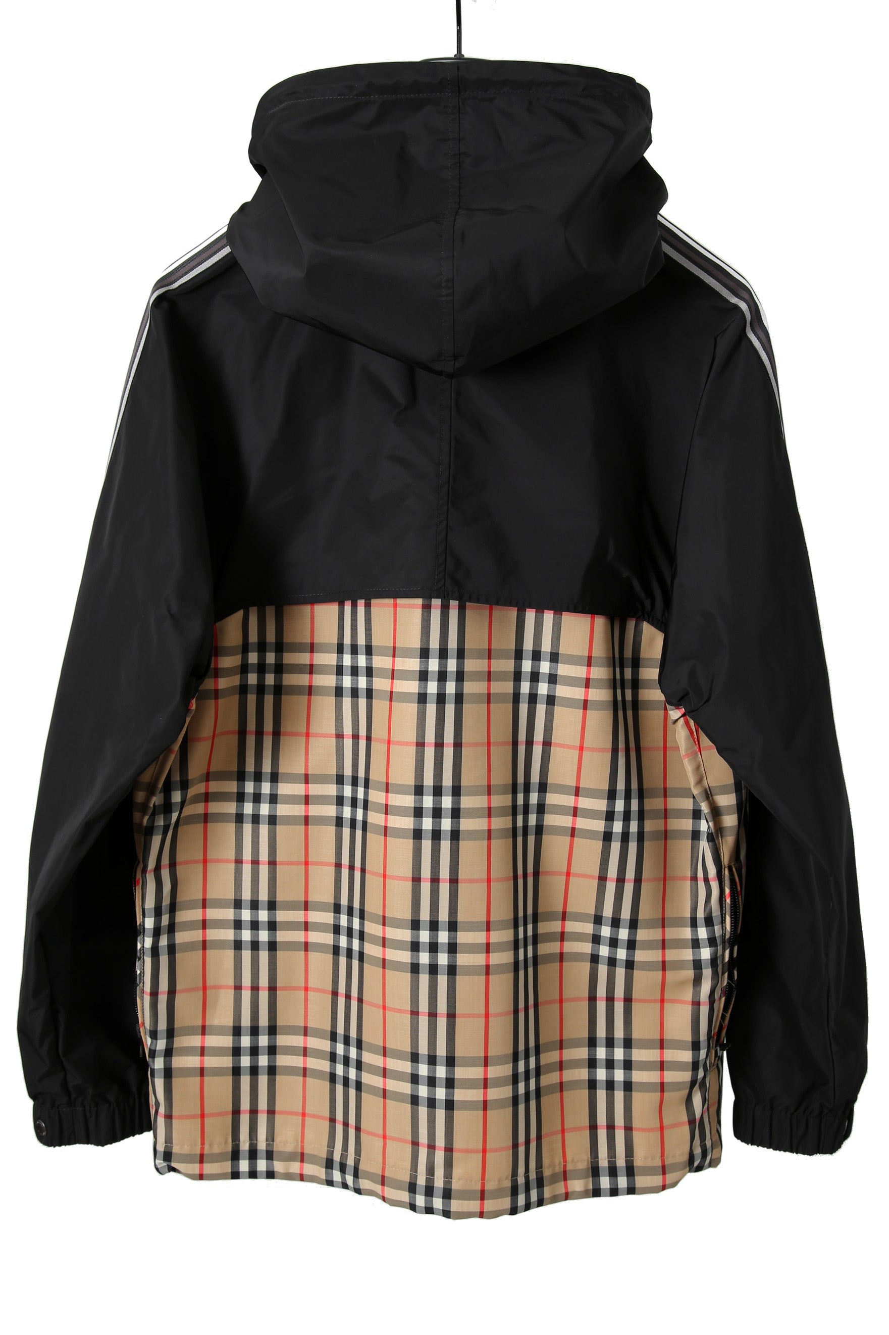 美品 BURBERRY バーバリー / チェックパネル シェイプメモリー タフタ フーデッド ジャケット size M (BGE x BLK) マウンテンパーカー