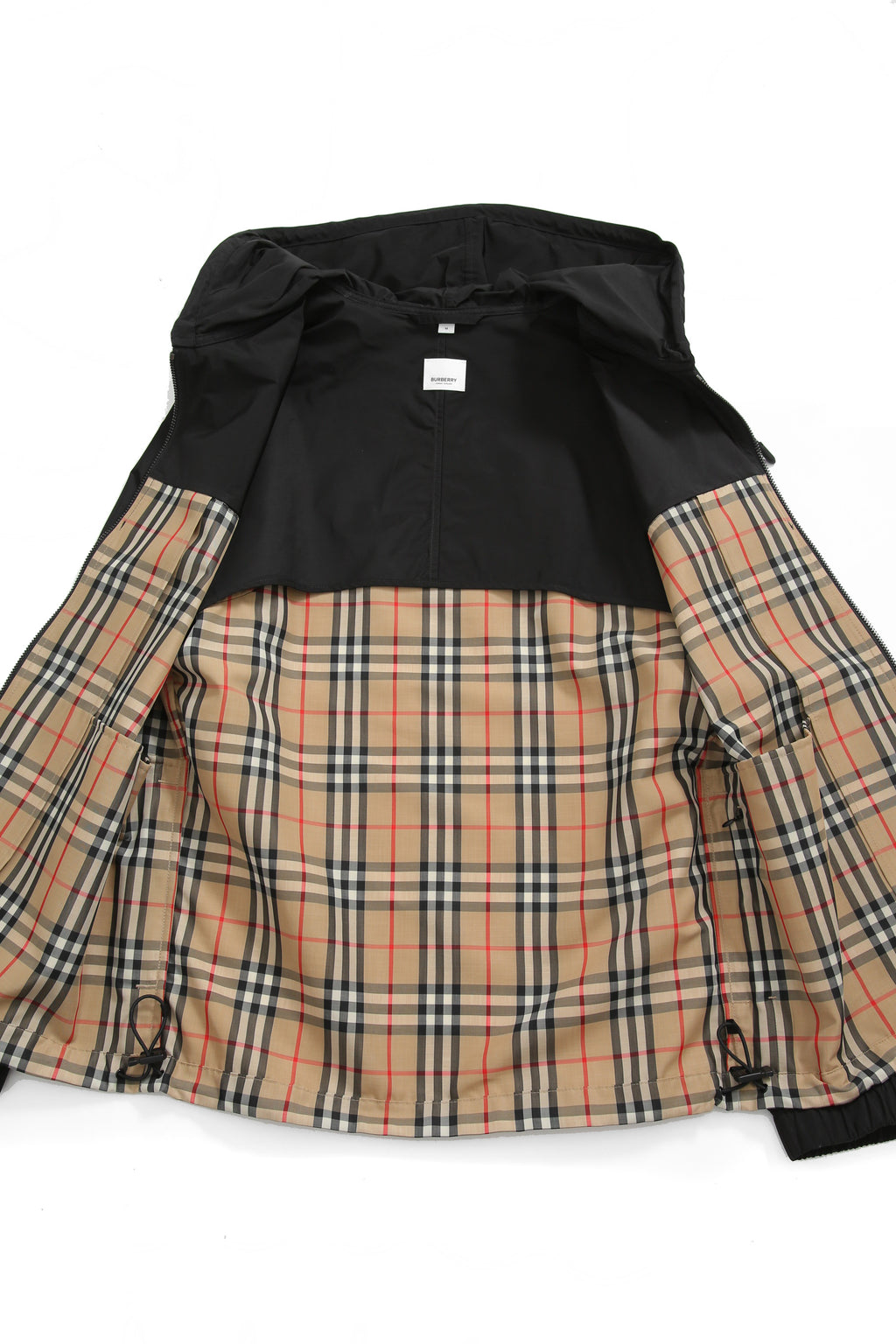美品 BURBERRY バーバリー / チェックパネル シェイプメモリー タフタ フーデッド ジャケット size M (BGE x BLK) マウンテンパーカー