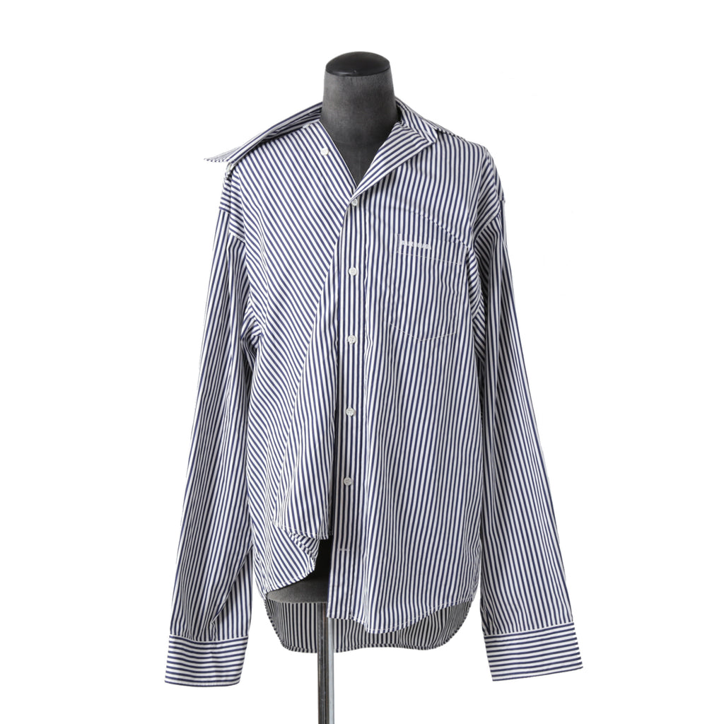 Balenciaga バレンシアガ / 21AW 美品 Twisted Shirt /ツイステッドシャツ 長袖シャツ / size XXS (WHITE x BLUE) ユニセックス