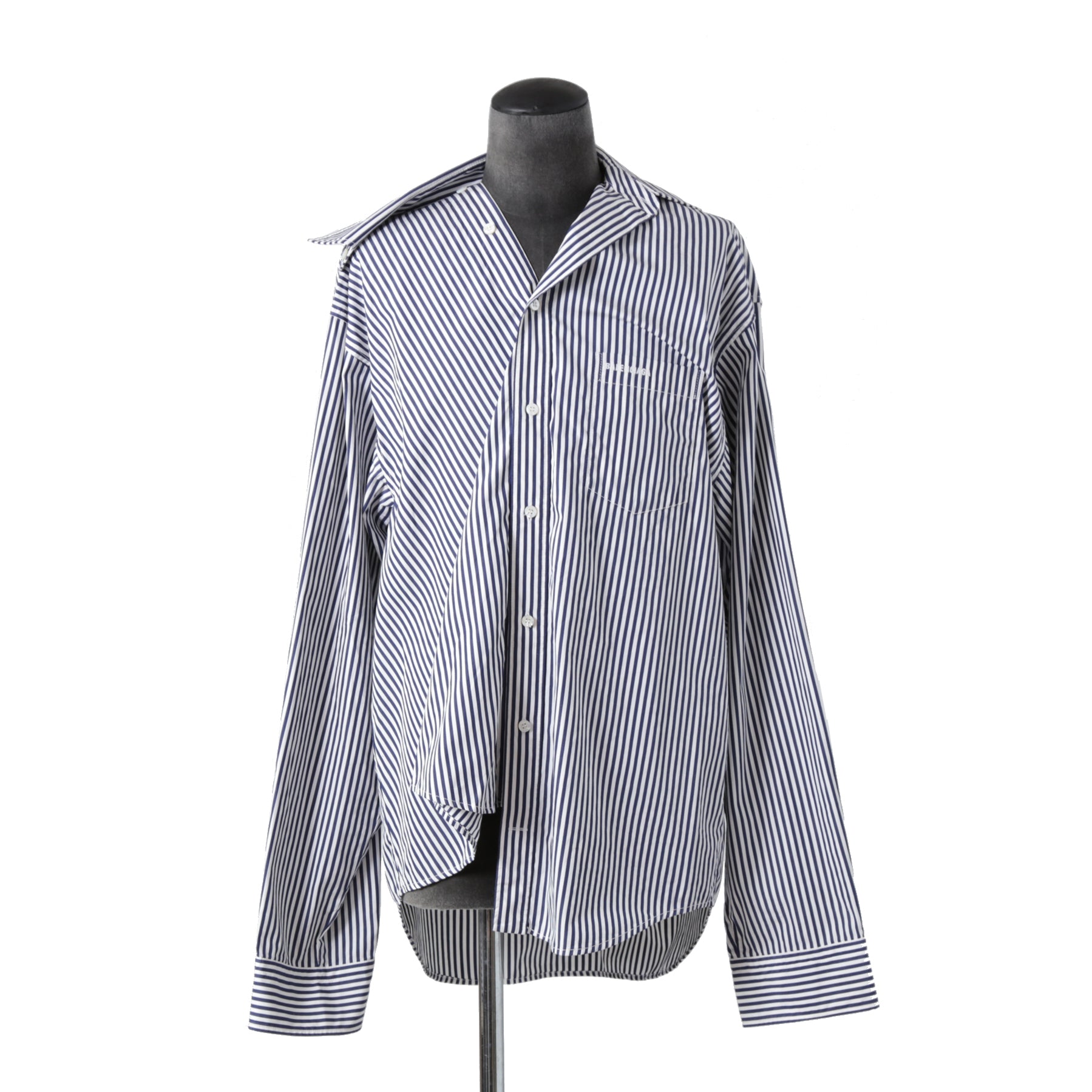 Balenciaga バレンシアガ / 21AW 美品 Twisted Shirt /ツイステッドシャツ 長袖シャツ / size XXS (WHITE x BLUE) ユニセックス