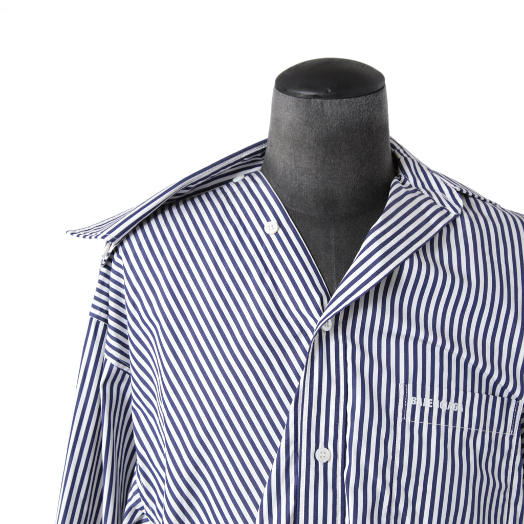 Balenciaga バレンシアガ / 21AW 美品 Twisted Shirt /ツイステッドシャツ 長袖シャツ / size XXS (WHITE x BLUE) ユニセックス