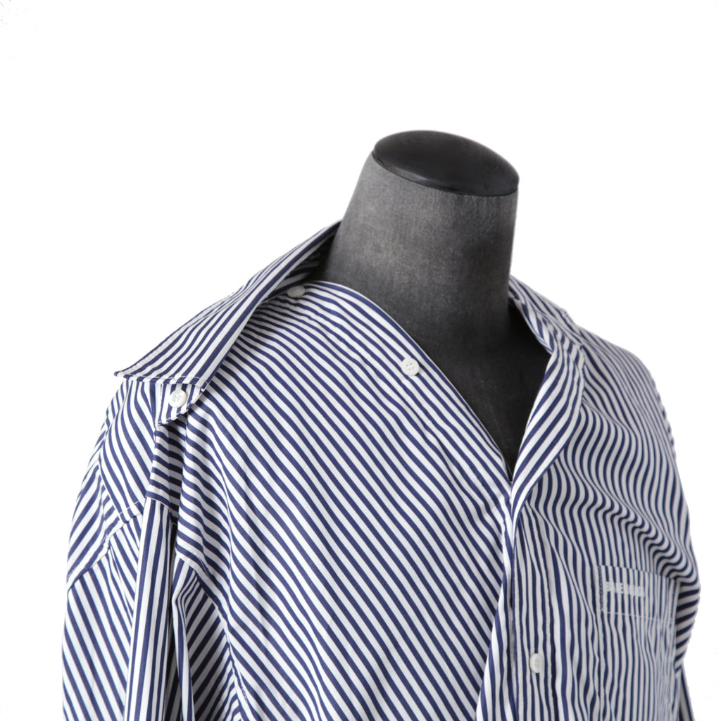 Balenciaga バレンシアガ / 21AW 美品 Twisted Shirt /ツイステッドシャツ 長袖シャツ / size XXS (WHITE x BLUE) ユニセックス