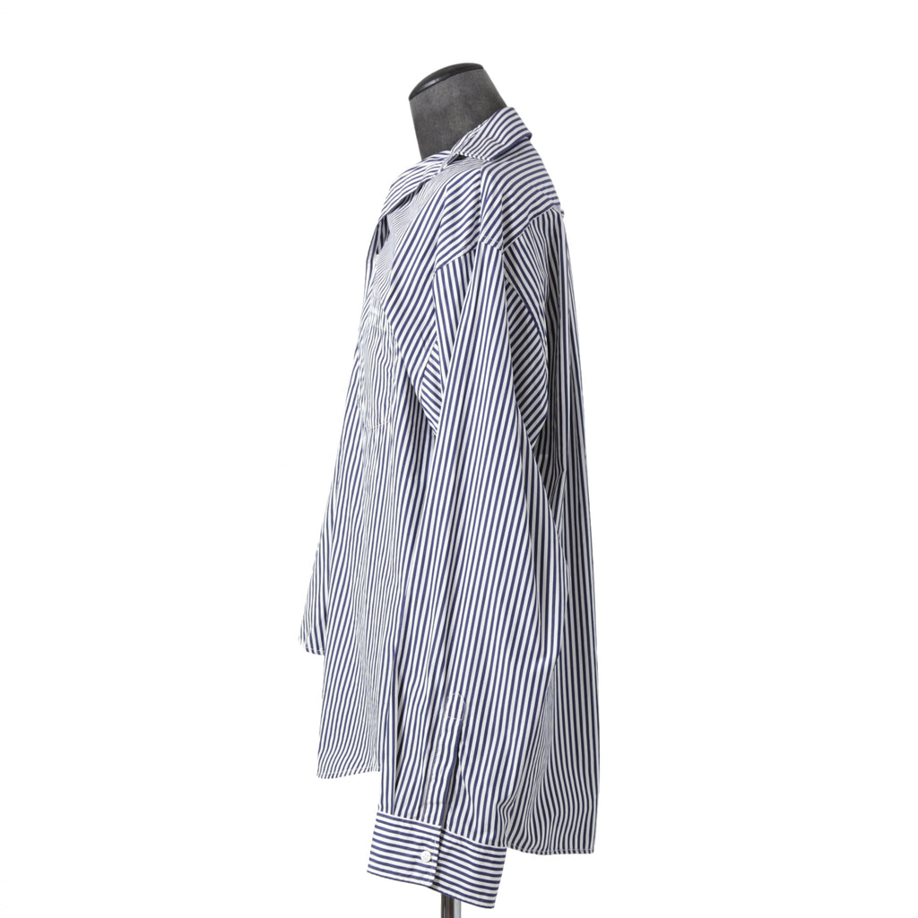 Balenciaga バレンシアガ / 21AW 美品 Twisted Shirt /ツイステッドシャツ 長袖シャツ / size XXS (WHITE x BLUE) ユニセックス