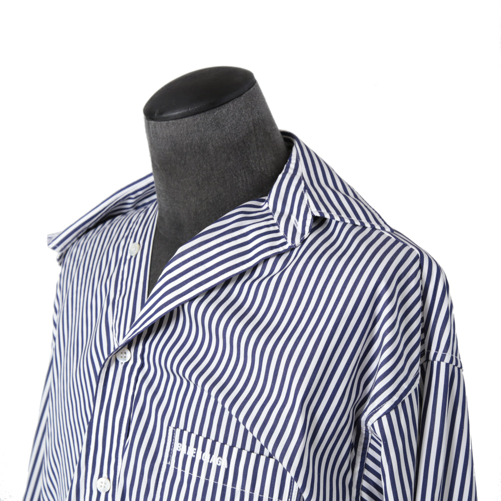 Balenciaga バレンシアガ / 21AW 美品 Twisted Shirt /ツイステッドシャツ 長袖シャツ / size XXS (WHITE x BLUE) ユニセックス