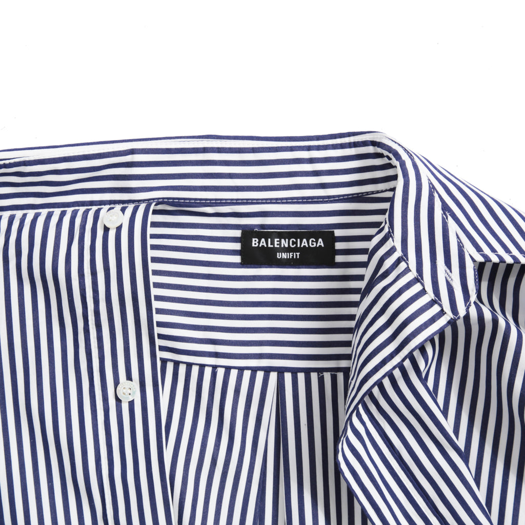 Balenciaga バレンシアガ / 21AW 美品 Twisted Shirt /ツイステッドシャツ 長袖シャツ / size XXS (WHITE x BLUE) ユニセックス