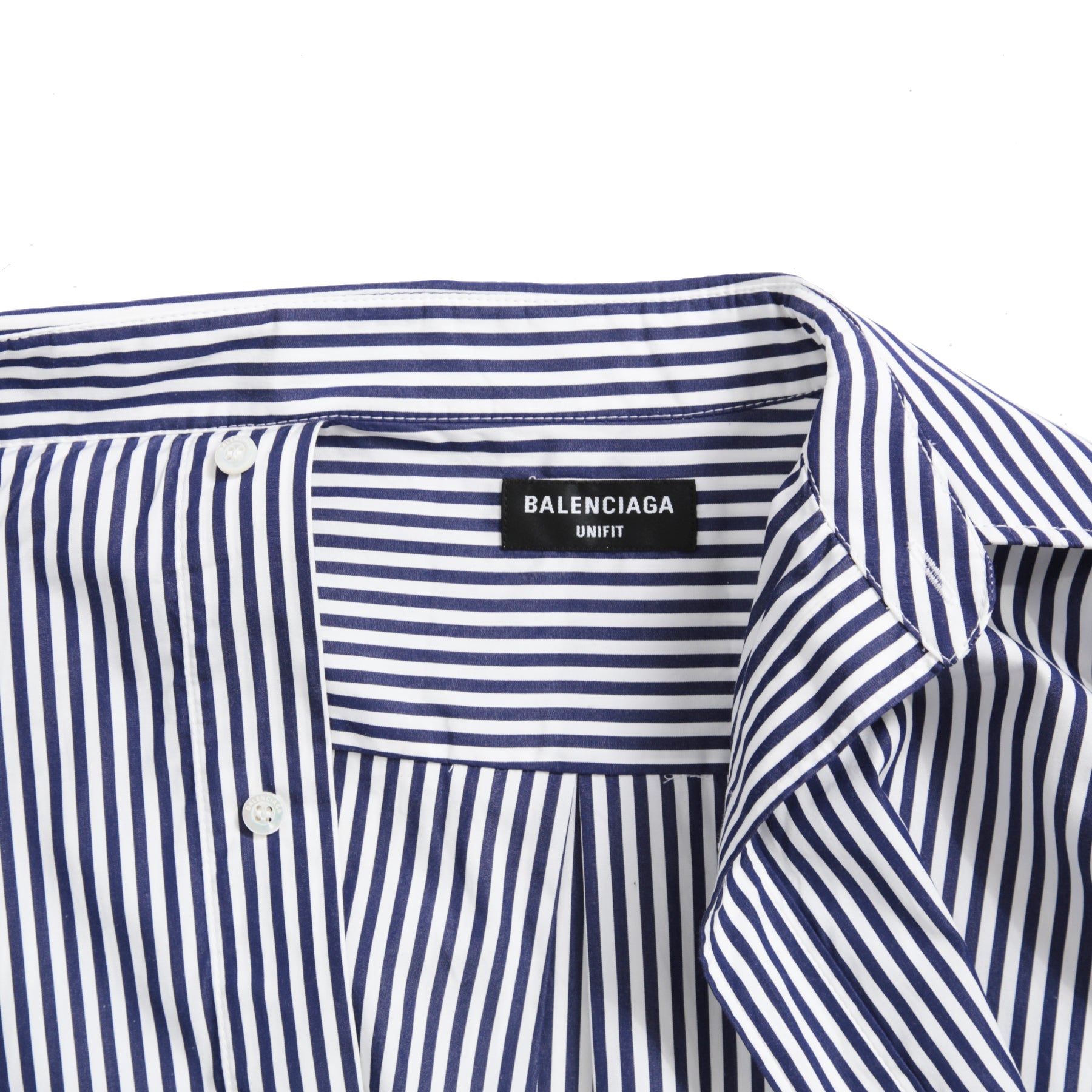 Balenciaga バレンシアガ / 21AW 美品 Twisted Shirt /ツイステッドシャツ 長袖シャツ / size XXS (WHITE x BLUE) ユニセックス