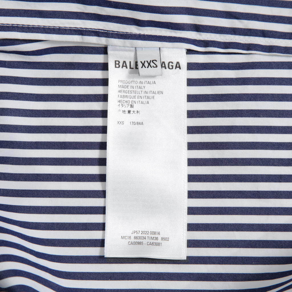 Balenciaga バレンシアガ / 21AW 美品 Twisted Shirt /ツイステッドシャツ 長袖シャツ / size XXS (WHITE x BLUE) ユニセックス