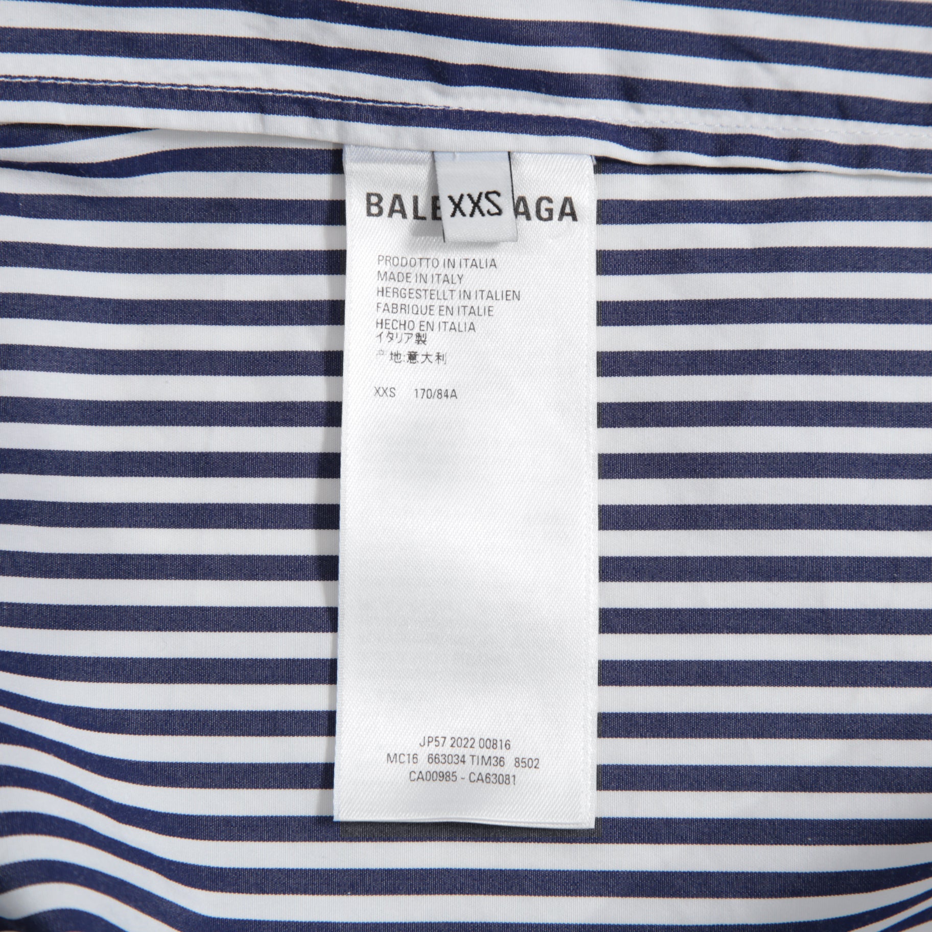 Balenciaga バレンシアガ / 21AW 美品 Twisted Shirt /ツイステッドシャツ 長袖シャツ / size XXS (WHITE x BLUE) ユニセックス