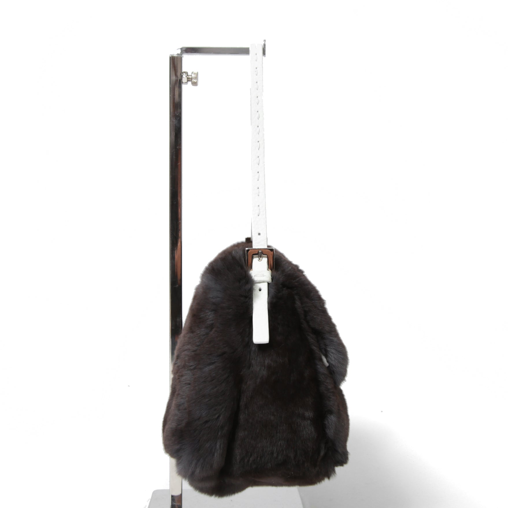 FENDI フェンディ / Mamma Baguette Selleria マンマ バゲット セレリア / ワンショルダーバッグ / ミンクファー ローマ レザー（牛革） / BLACK x WHITE
