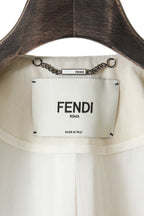 着画あり / 希少 美品 FENDI フェンディ 定価38万 23SS エンボス 加工 リネン ダブル ジャケット / size 38 テーラード スーツ レディース