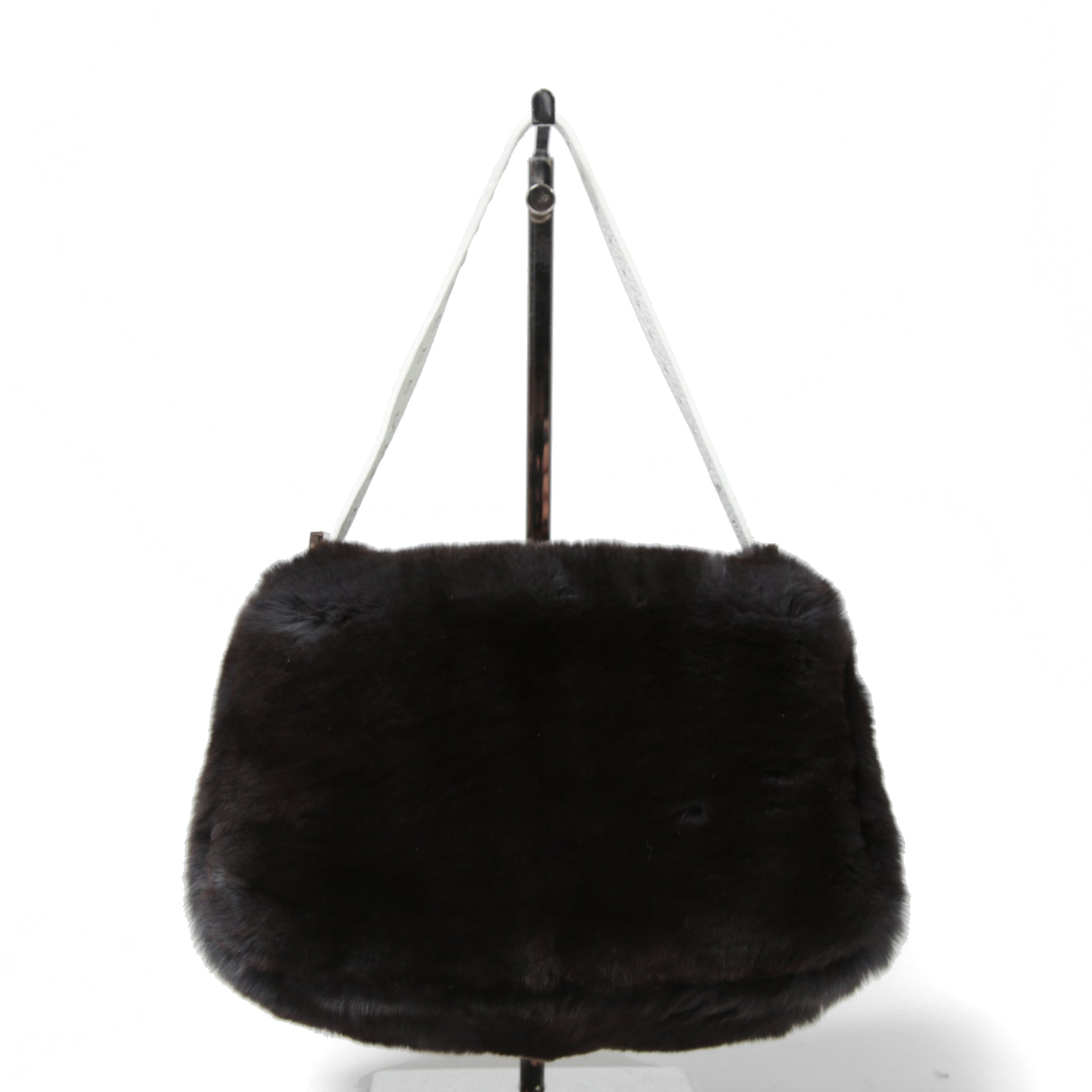 FENDI フェンディ / Mamma Baguette Selleria マンマ バゲット セレリア / ワンショルダーバッグ / ミンクファー ローマ レザー（牛革） / BLACK x WHITE