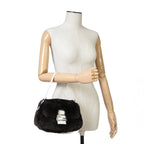 FENDI フェンディ / Mamma Baguette Selleria マンマ バゲット セレリア / ワンショルダーバッグ / ミンクファー ローマ レザー（牛革） / BLACK x WHITE