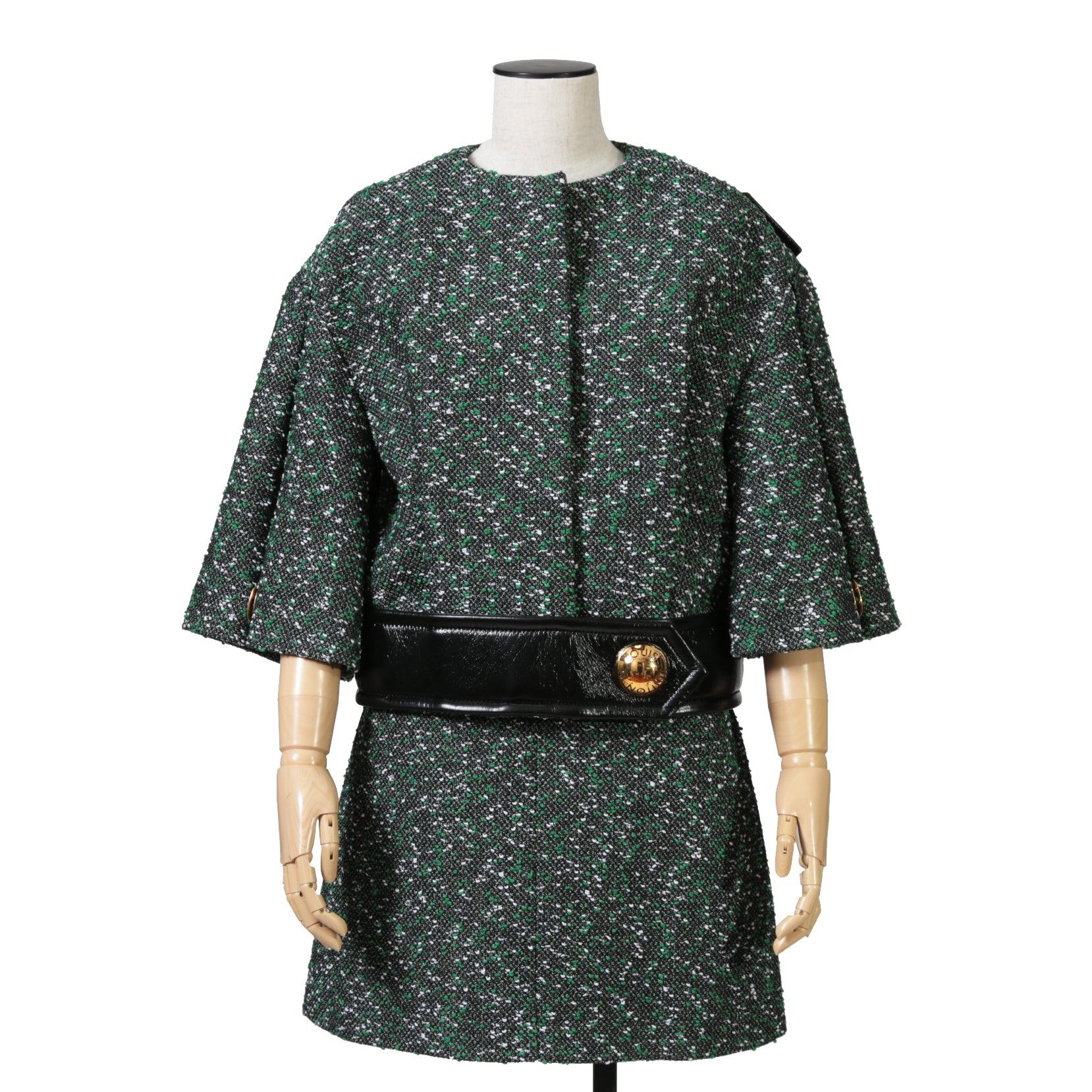 Louis Vuitton ルイ・ヴィトン / 23SS 美品 ブークレ ツイード Aライン スカート / RW231B ZX7 FOJU12 / size 38（GREEN x BLACK）