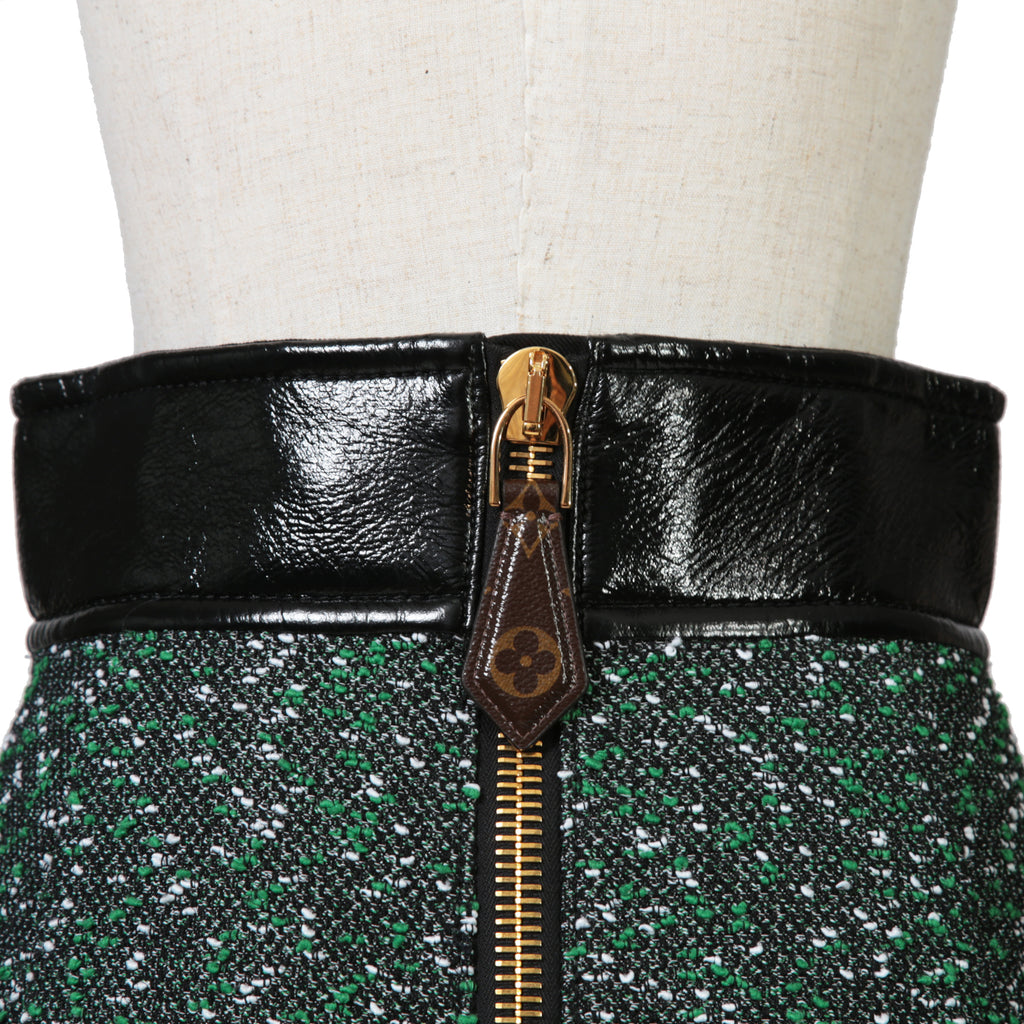 Louis Vuitton ルイ・ヴィトン / 23SS 美品 ブークレ ツイード Aライン スカート / RW231B ZX7 FOJU12 / size 38（GREEN x BLACK）