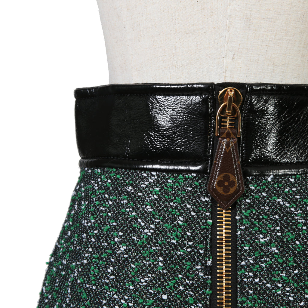 Louis Vuitton ルイ・ヴィトン / 23SS 美品 ブークレ ツイード Aライン スカート / RW231B ZX7 FOJU12 / size 38（GREEN x BLACK）
