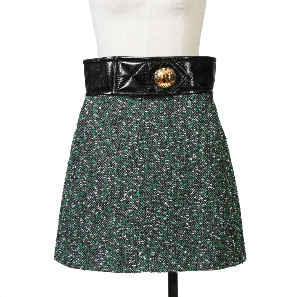 Louis Vuitton ルイ・ヴィトン / 23SS 美品 ブークレ ツイード Aライン スカート / RW231B ZX7 FOJU12 / size 38（GREEN x BLACK）