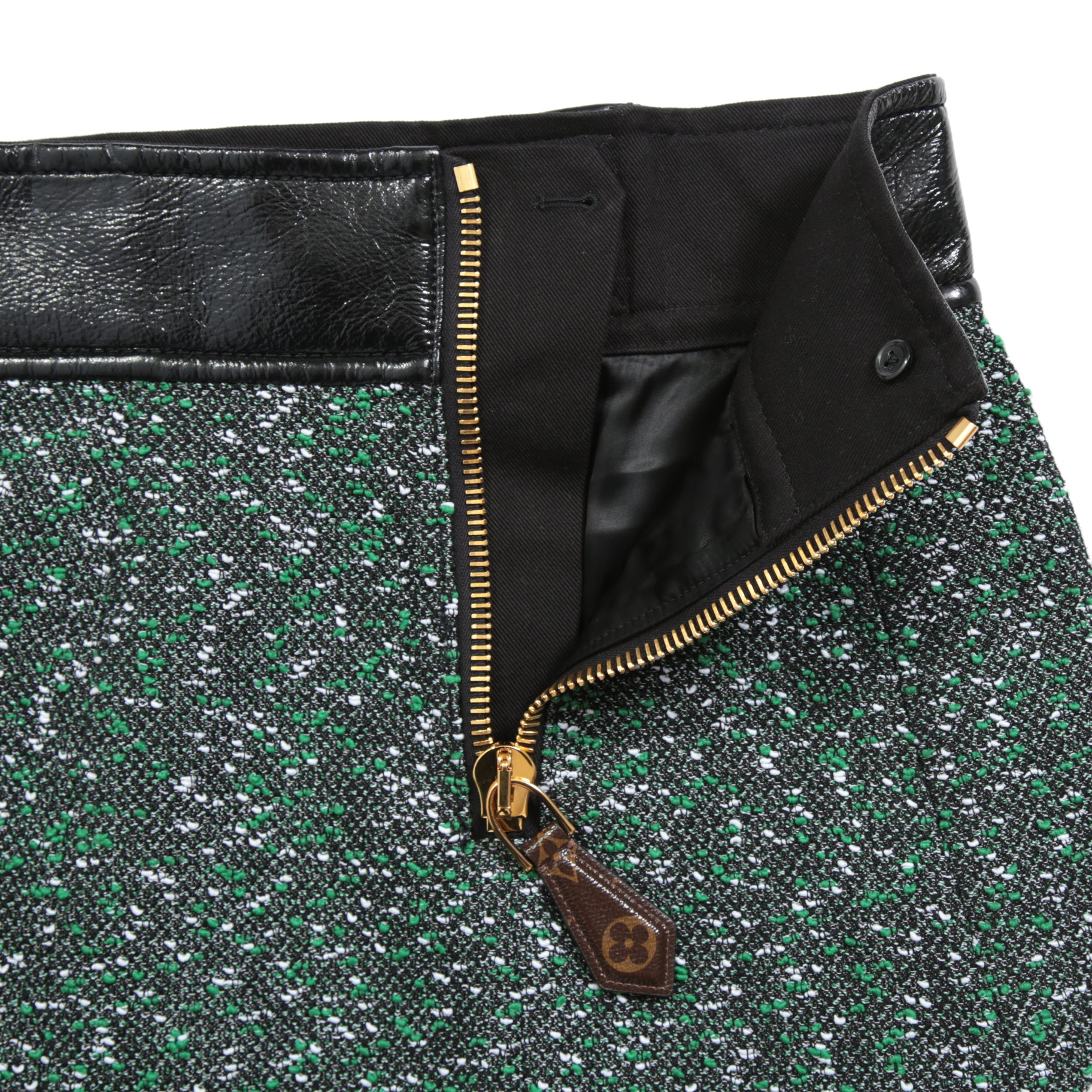 Louis Vuitton ルイ・ヴィトン / 23SS 美品 ブークレ ツイード Aライン スカート / RW231B ZX7 FOJU12 / size 38（GREEN x BLACK）