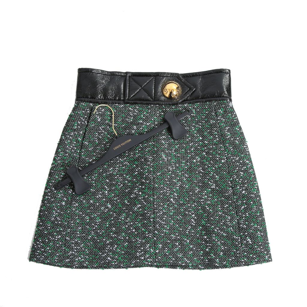 Louis Vuitton ルイ・ヴィトン / 23SS 美品 ブークレ ツイード Aライン スカート / RW231B ZX7 FOJU12 / size 38（GREEN x BLACK）