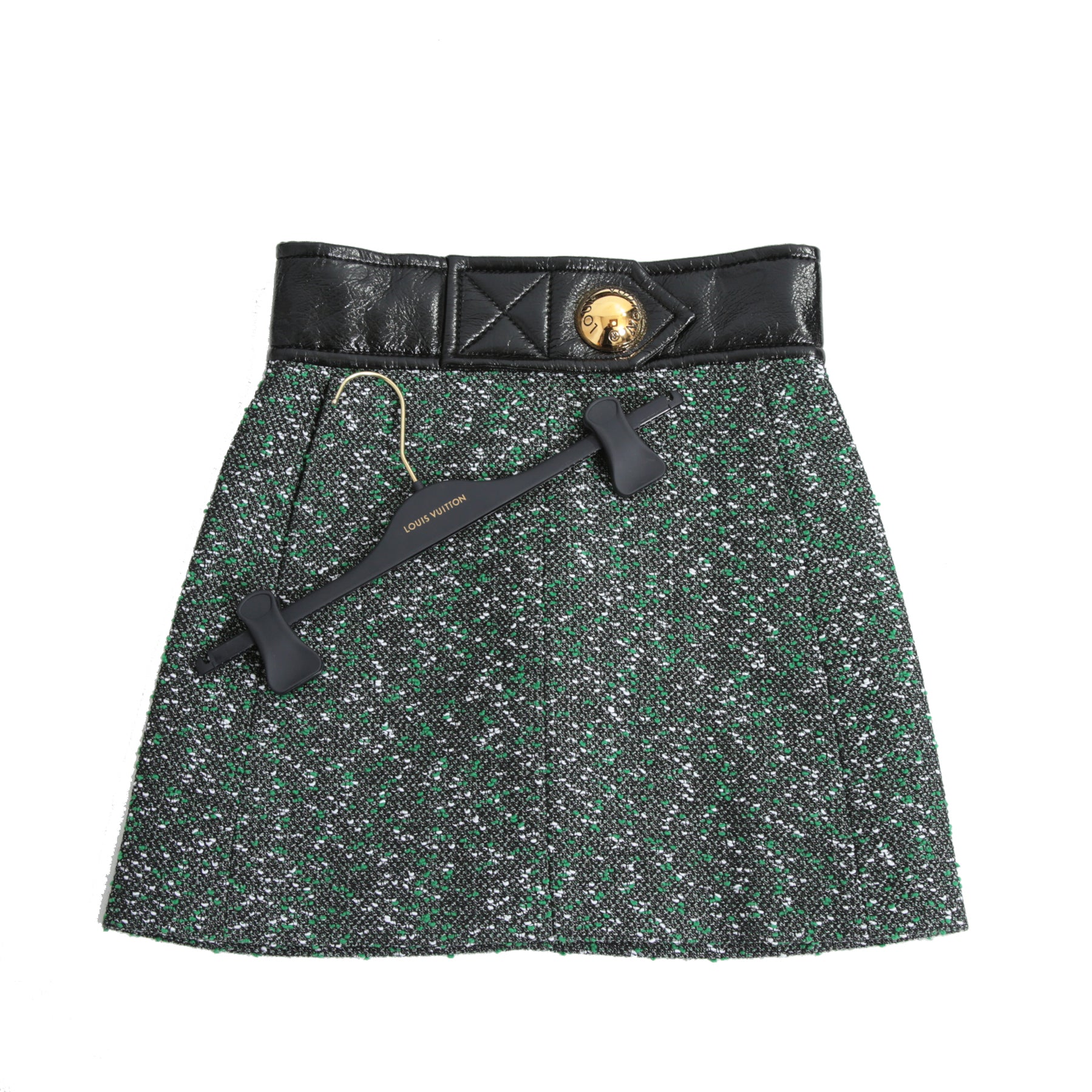 Louis Vuitton ルイ・ヴィトン / 23SS 美品 ブークレ ツイード Aライン スカート / RW231B ZX7 FOJU12 / size 38（GREEN x BLACK）